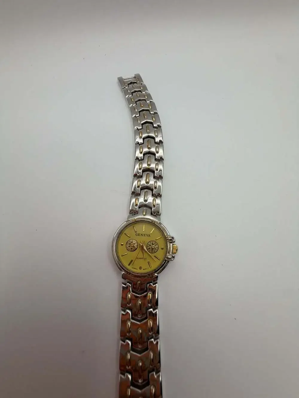 Geneva Two-Tone Quartz Women's Bracelet Watch with Gold Dial